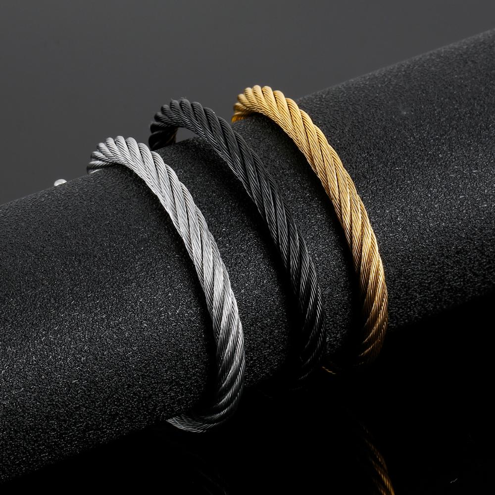 Rope-Woven Steel Minimalist Bangle Bracelet