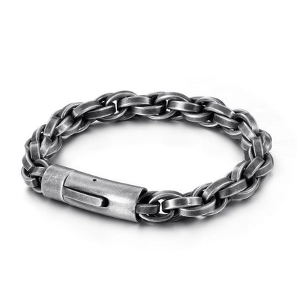 Retro Link Chain Men Bracelet Vintage Stainless Steel Black Bracelets Punk Man Friends Gift Jewelry