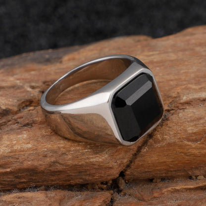 Black Square Stone Ring