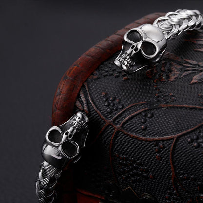 Gothic Skull Woven Bangle Bracelet