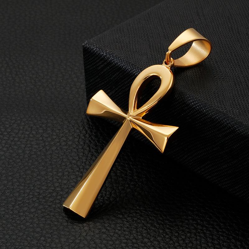 Modern Ankh Pendant Only in Steel and Gold