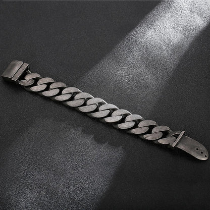 Heavy Metal Blackened Steel Rough Hewn Cuban Chain Bracelet
