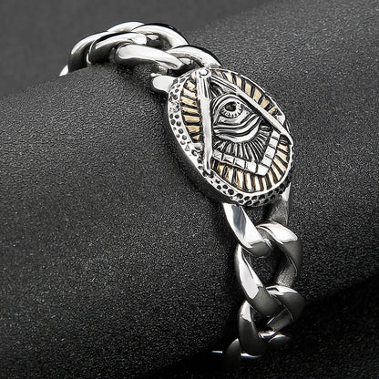 Men Skull Eye Pattern Chain Jewelry Unique Shiny Fashion Traditional Retro Punk Bracelet Handicraft Style