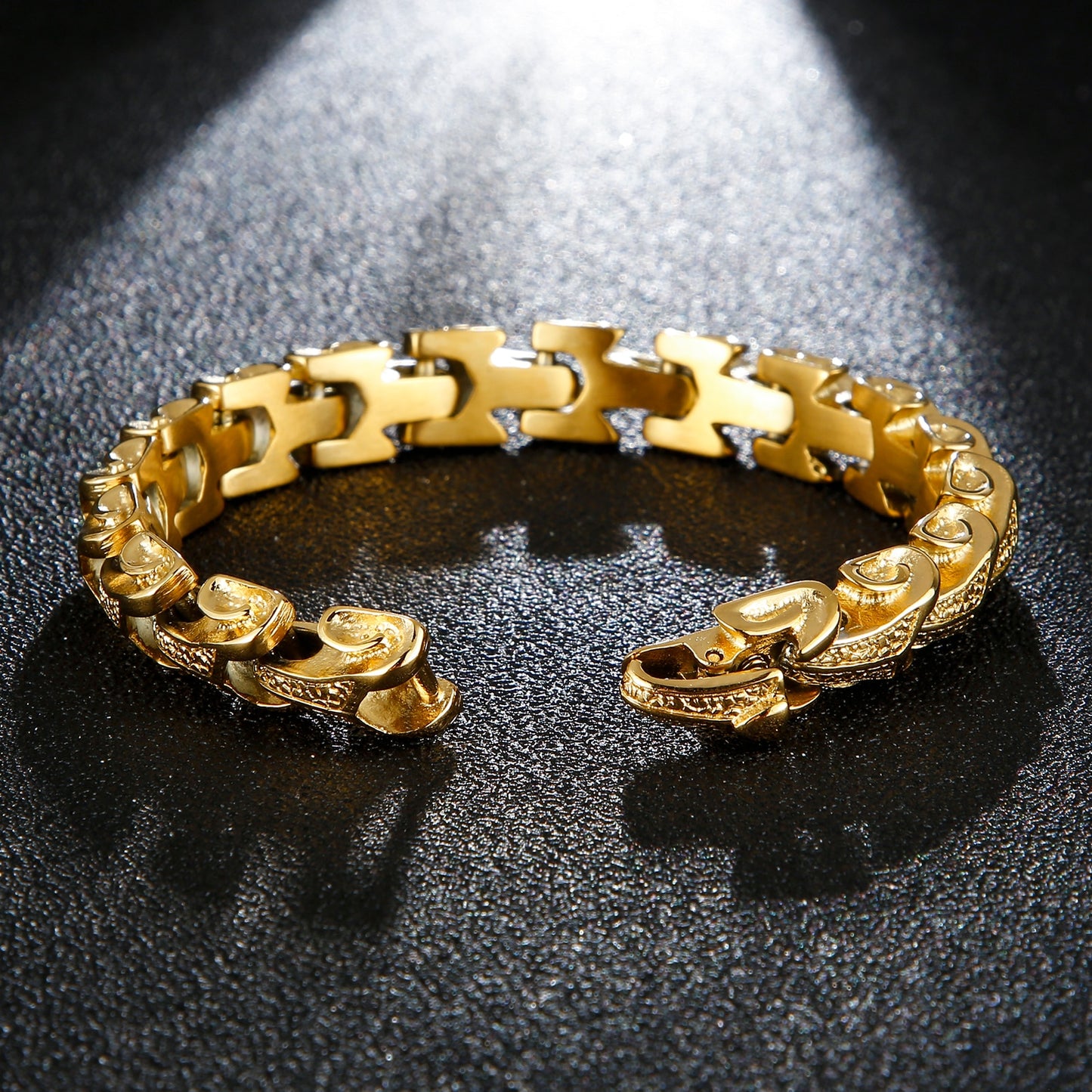 Punk Dragon Snake Link Chain Mens Bracelet 316L Stainless Steel Black Gold Silver Color Viking Fashion Bracelets Jewelry