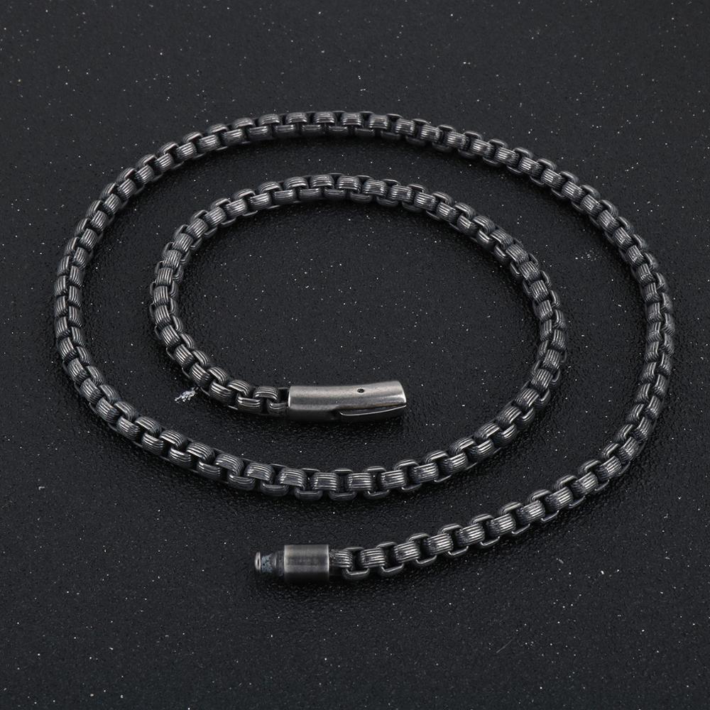 Retro Gothic Link Chain Necklace Men Stainless Steel Black Long Necklaces Vintage Hip Hop bff custom Necklace Jewelry