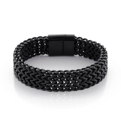 Vintage Mesh Woven Mens Bracelets Stainless Steel Link Chain Punk Classic Shiny & Matte Color Wristband Jewelry
