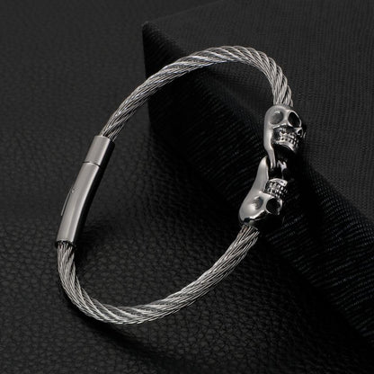Skull Charm Bicycle Chain Bracelet