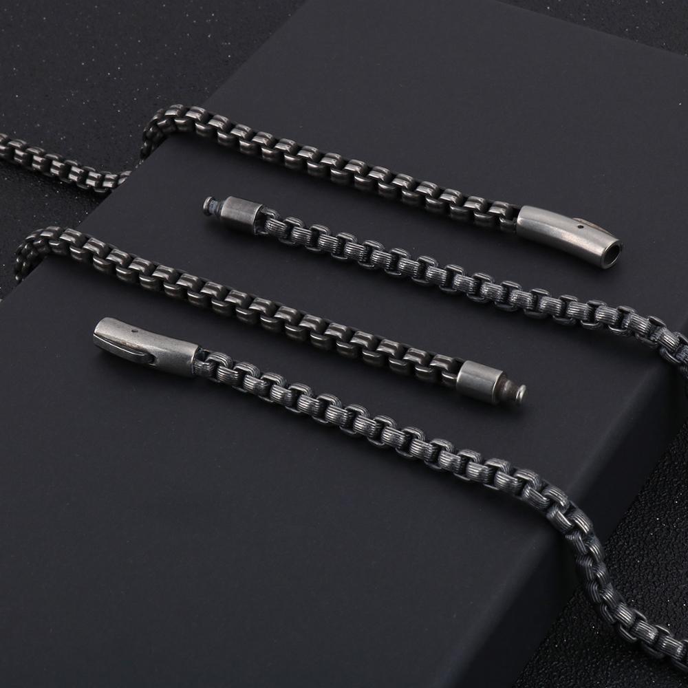 Retro Gothic Link Chain Necklace Men Stainless Steel Black Long Necklaces Vintage Hip Hop bff custom Necklace Jewelry