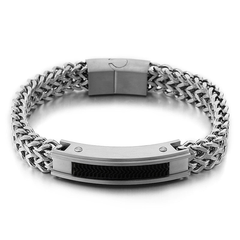 Punk Shiny Mesh Chain Men Bracelet Stainless Steel Simple Charm Fashion Bangle Jewelry