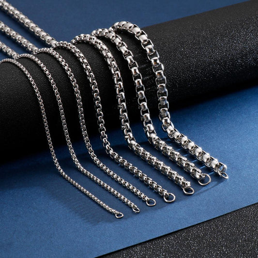 Small Gauge Stainless Steel Square Link Box Chain Necklace