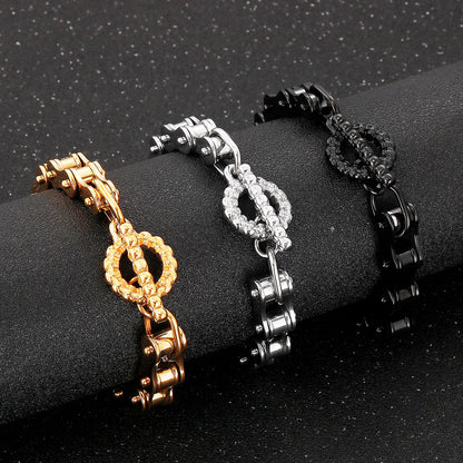 Men Bicycle Motorcycle Shiny Hand Chain Bracelet Gold Black Silver Color Steel Punk Design Bangle Friendship Gift