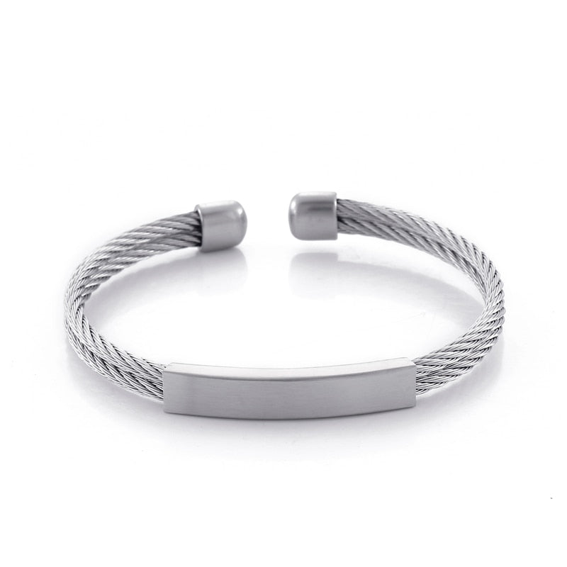 Dual Layer Woven Steel Cuff Band Bracelet