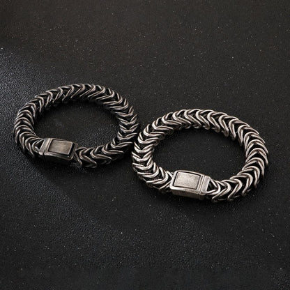 Vintage Black Snake Link Chain Bracelet Men Stainless Steel Punk Biker Charms Metal Heavy Bracelets Fashion Jewelry