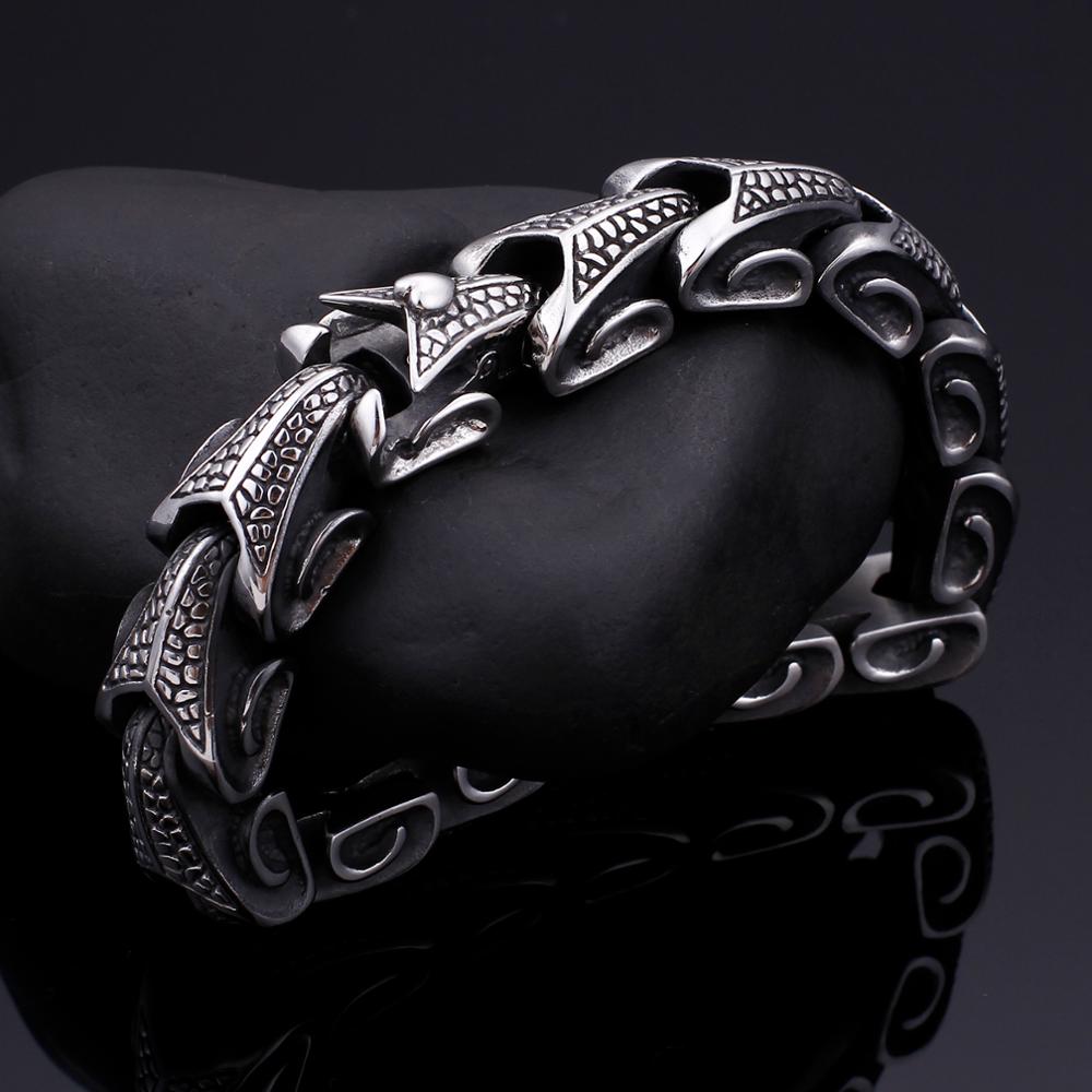 Vintage Dragon Black Stainless Steel Bracelet Punk Mens Bracelets Bangles Fashion Jewelry