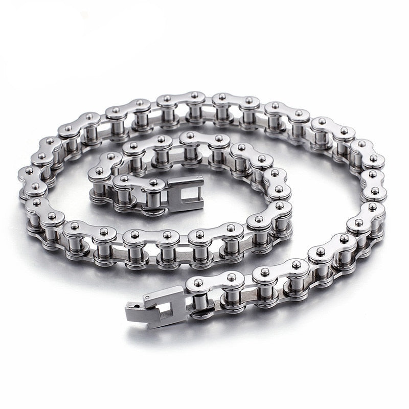 Heavy Duty Bicycle Link Wrap Clasp Chain Necklace