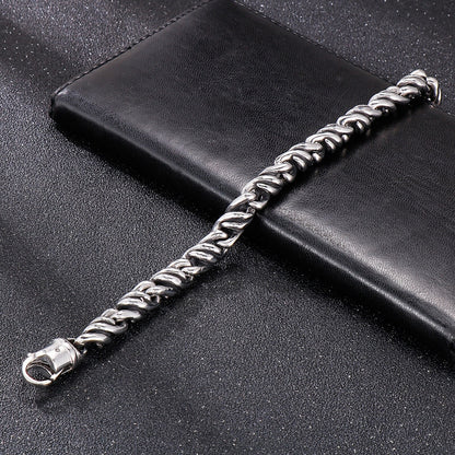 Irregular Link Chain Man Bracelet High Quality Shiny Stainless Steel Silver Color Special Designer Mens Jewelry