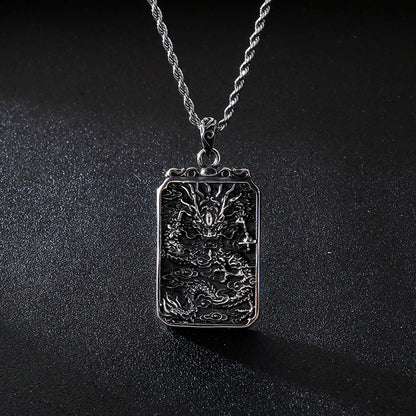 Eastern Dragons of the Winds Dog Tag Pendant Necklace