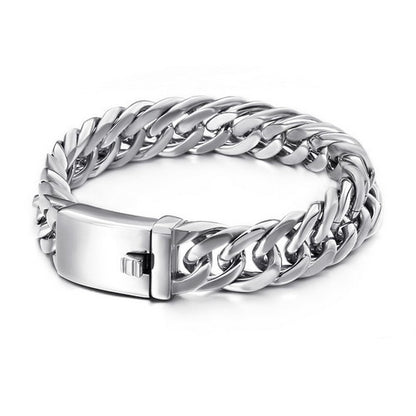 Stainless Steel Men Bracelet Vintage Wide Link Chain Bracelet Wrist Band Men Accessories Bangle Fashion Jewelry