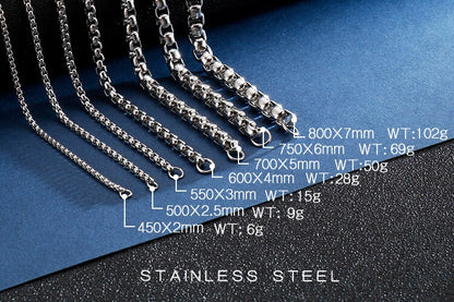 Small Gauge Stainless Steel Square Link Box Chain Necklace
