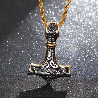 Jellinge Inspired Viking Warrior Pendant Thor's Hammer Mjolnir Pendant Necklace