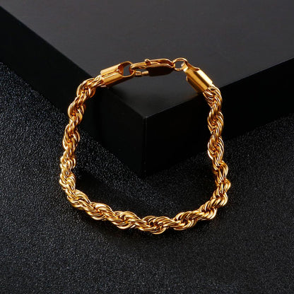 Wholesale Simple Twisted Link Chain Bracelet for Men Stainless Steel Black Hand Chain Bracelets Male Jewelry Gift