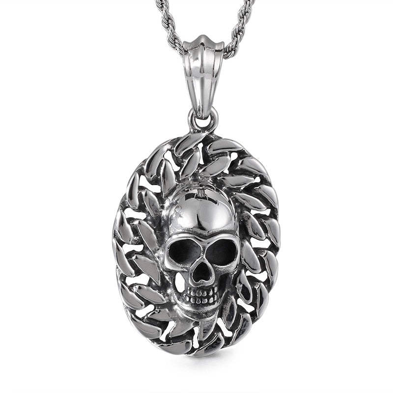 Skull Circle Pendant Necklace