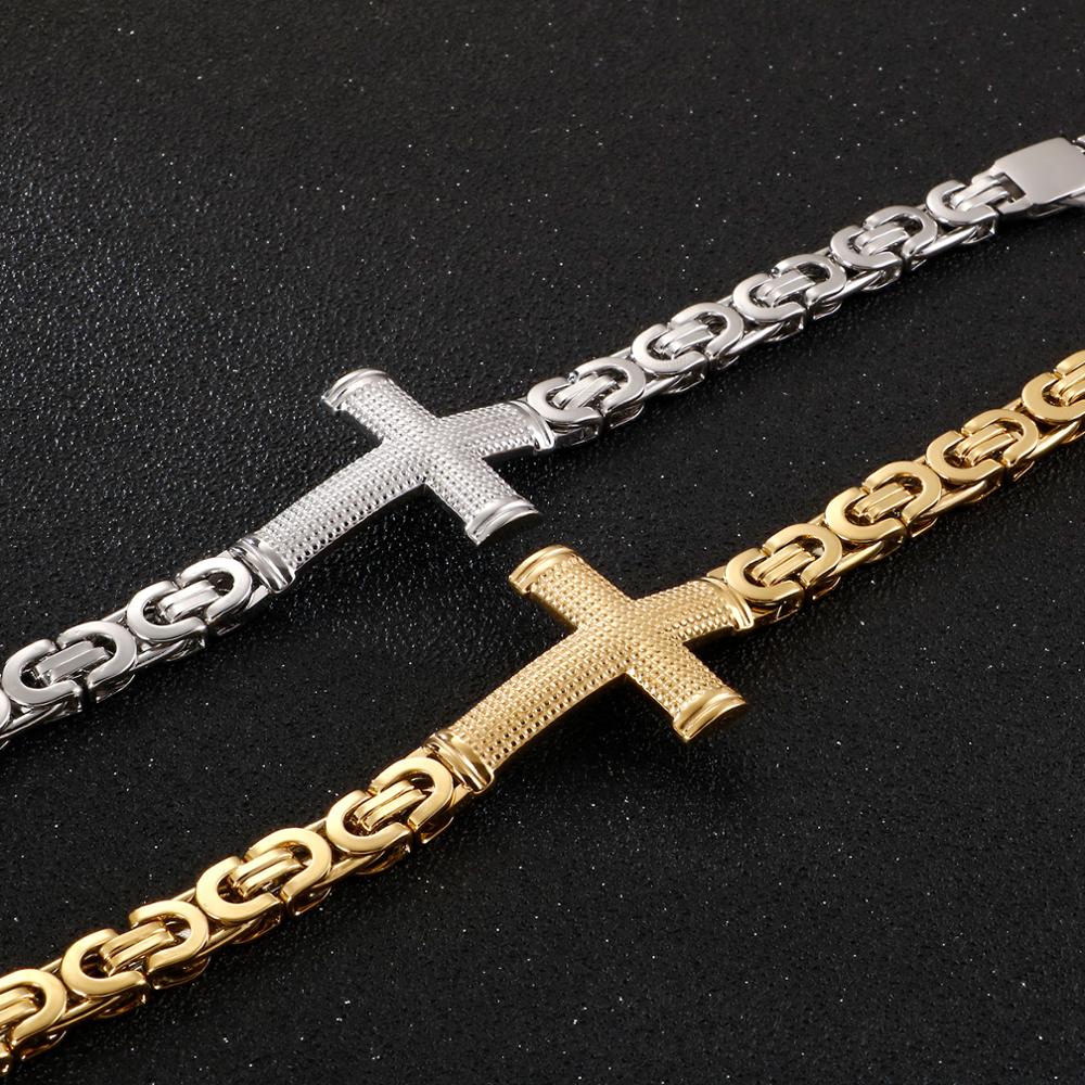 Square Cuban Cross Link Chain Bracelet Men Black Punk Charm Personalised Bracelets Jewelry