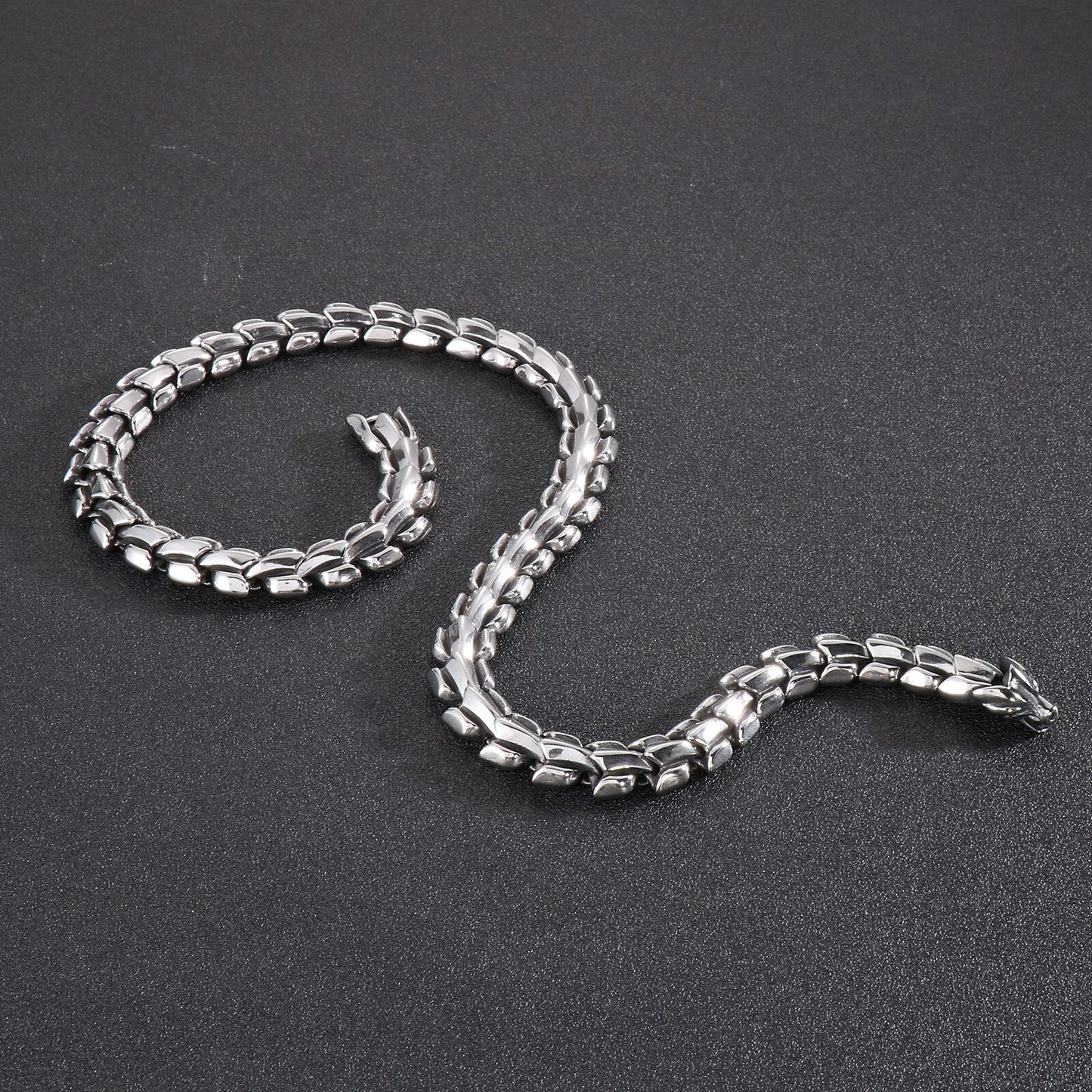 Snake-Link Heavy Armor Chain Necklace