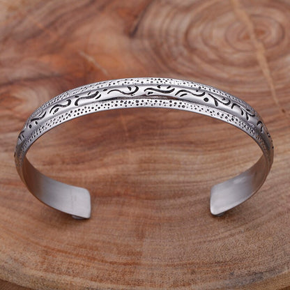 Vintage Dragon Pattern Open Bracelet Bangle for Men Stainless Steel Cuff Copper Bracelets & Bangles Men Jewelry