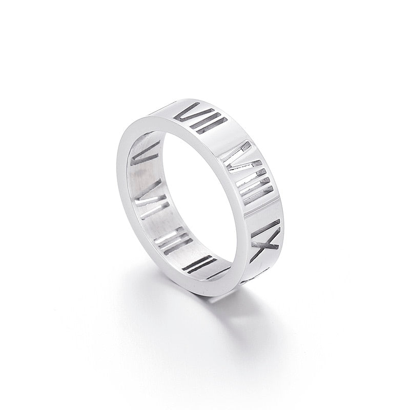 Roman Numerals Titanium Ring