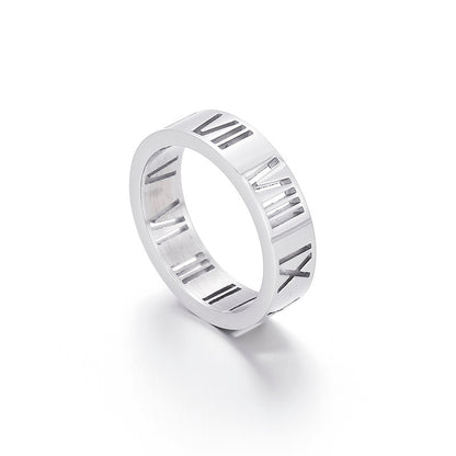 Roman Numerals Titanium Ring