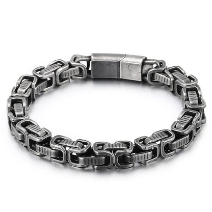 Vintage Matte Black Link Chain Bracelet for Men High Quality Stainless Steel Trendy Viking Simple Wristband Jewelry