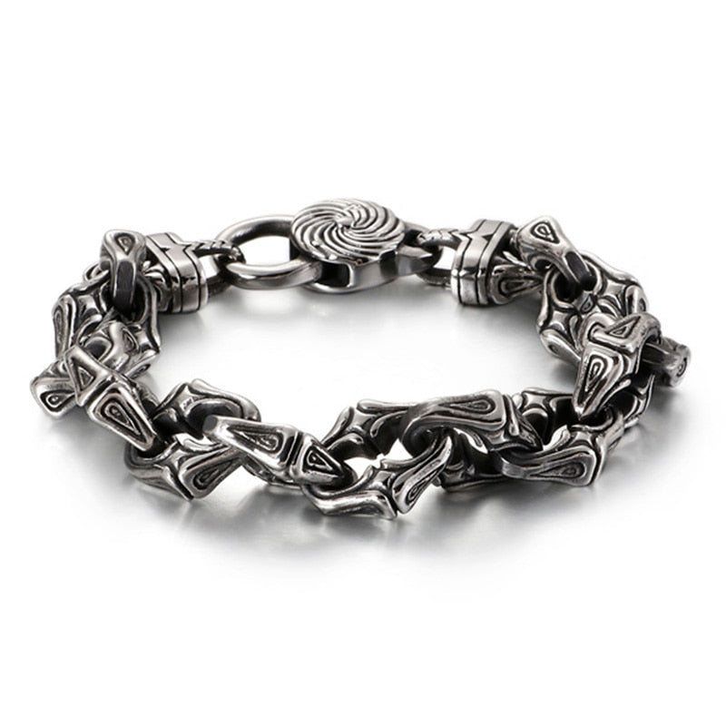 Vintage Square Bead Bracelet Black Stainless Steel Punk Bangle Cuff Designer Charms Bracelets For Men Jewelry