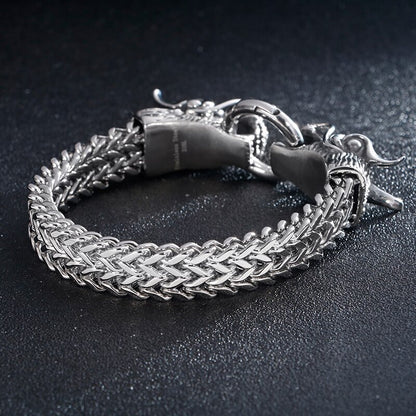 Hiphop Dragon Mesh Chain Bracelet Quality Stainless Steel Heavy Charm Punk Men's Fashion Jewelry Male Special Bracelets