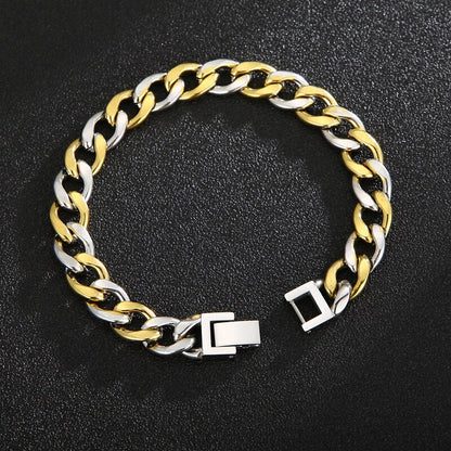 Men's Cuban Chain Bracelets Gold and Silver Color Stainless Steel Figaro Link Chain Bracelets For Men Trendy Jewelry