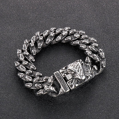Punk Snake Tiger Men Bracelets Stainless Steel Animal Head Link Chain Bracelets For Men Vintage Gothic Jewelry