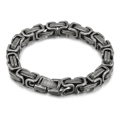 Vintage Men's Bracelets Square Stainless Steel Gothic Box Chain Bracelets For Men Viking Charm Cool Jewelry