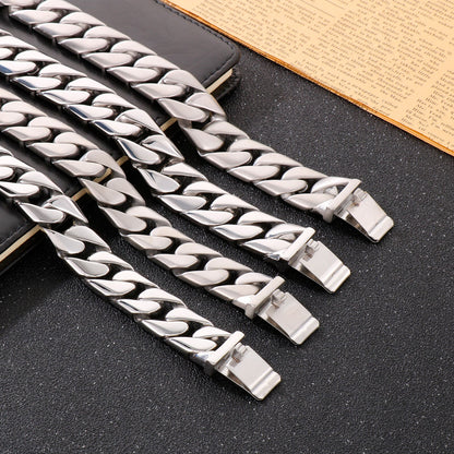 Huge Gauge Ultra-Gloss Steel Cuban Chain Bracelet