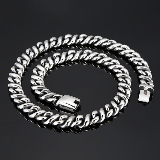 Reverse-Twist Bright Polish Cuban Chain Necklace