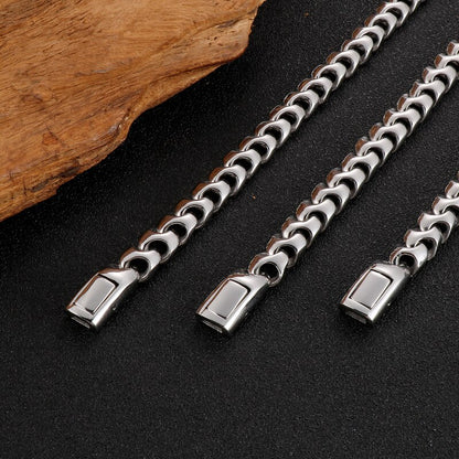 Retro Silver Color Stainless Steel Bracelets for Men Viking Link Cuban Bone Chain Punk Biker Male Bracelets Jewelry