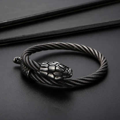 Punk Animal Snake Men's Spiral Twisted Chain Bracelets Stainless Steel Cable Bracelets For Men Gothic Bangle Jewelry