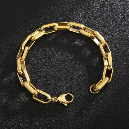 Men's Bracelets Hip Hop Hollow Square Link Chain Stainless Steel Bracelets For Men Vintage Jewelry
