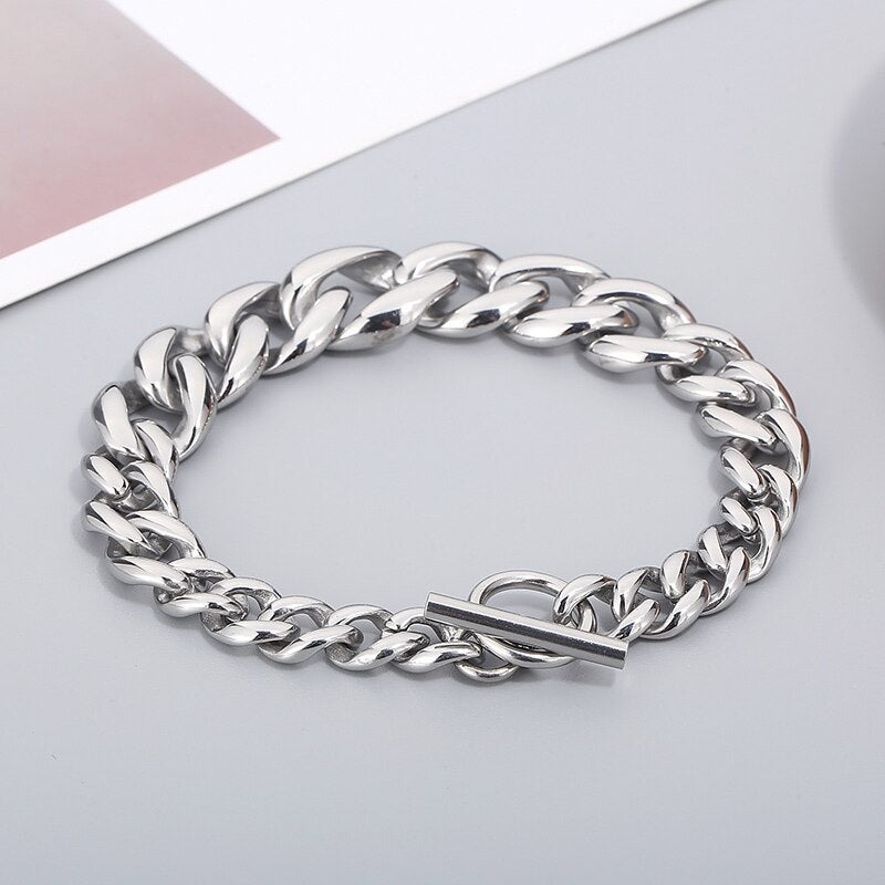 Gothic Steel Striple Chain Bracelet