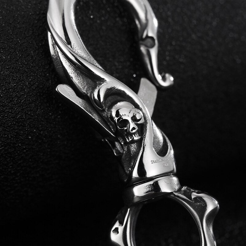 Skull and Scrollwork Lobster Clasp Keychain Fob