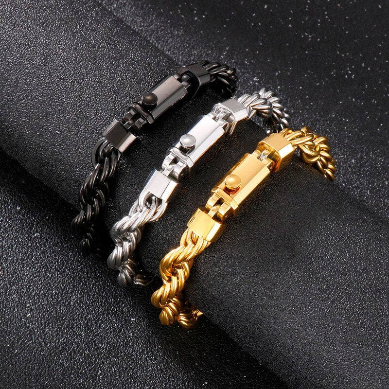 High Contrast Rope Chain Mens Bracelet