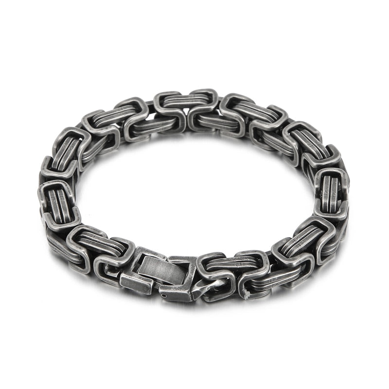 Vintage Men's Bracelets Square Stainless Steel Gothic Box Chain Bracelets For Men Viking Charm Cool Jewelry