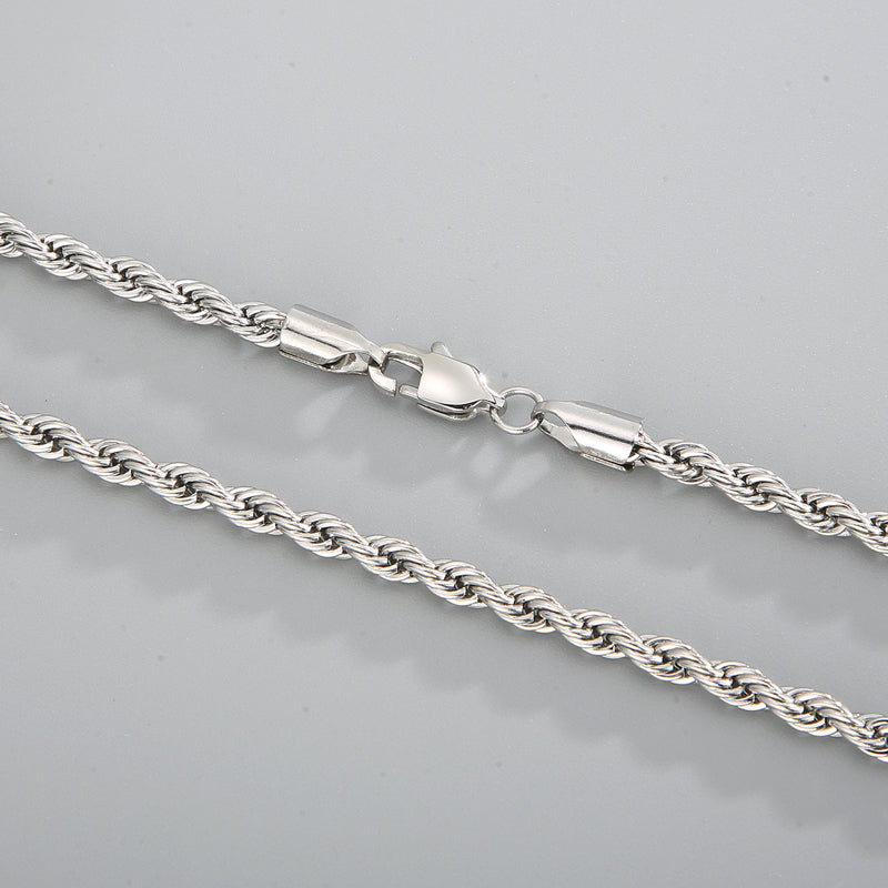 Twisted Steel Rope Chain Necklace