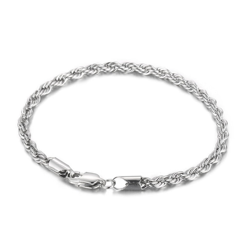 Wholesale Simple Twisted Link Chain Bracelet for Men Stainless Steel Black Hand Chain Bracelets Male Jewelry Gift