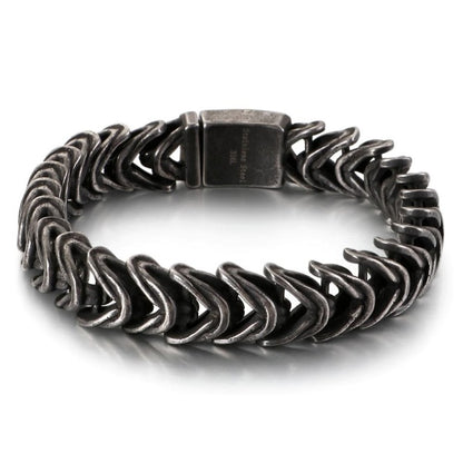 Vintage Black Snake Link Chain Bracelet Men Stainless Steel Punk Biker Charms Metal Heavy Bracelets Fashion Jewelry