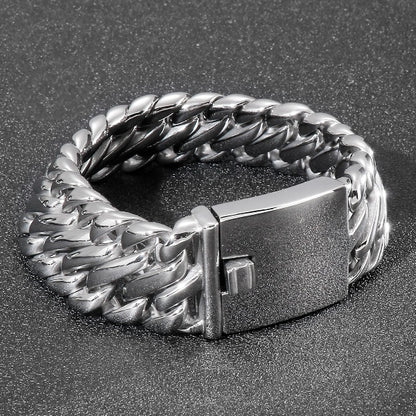 Trendy Wide Big Shiny Men Bracelet High Quality Polished Stainless Steel Wristband Male Bracelets Bangle Jewelry